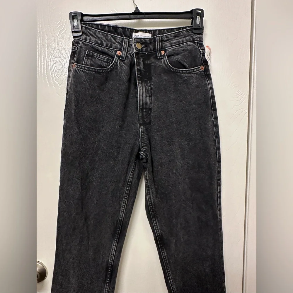 Zara Women’s Black Acid Wash Straight Leg Jeans - Picture 3 of 9